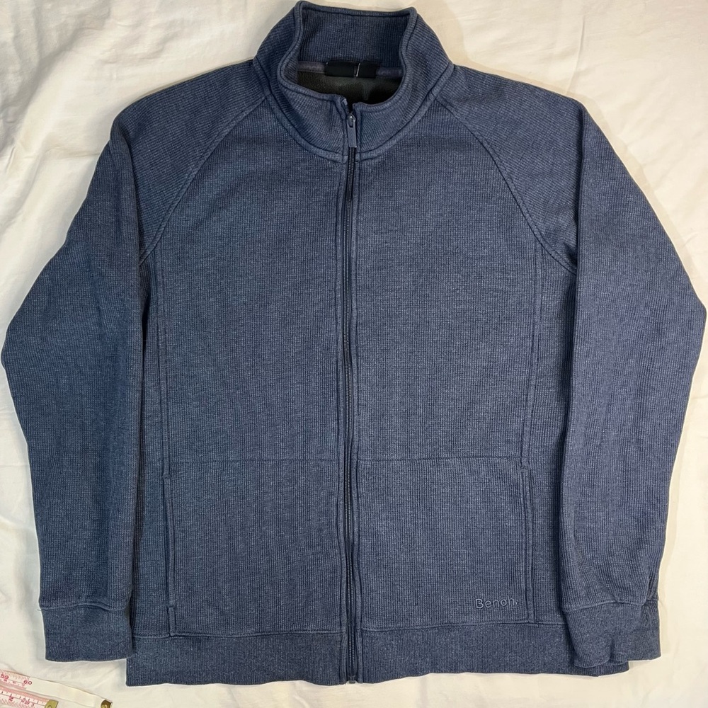Bench Blue Fleece Sweatshirt Activewear Jacket Cotton Blend Men’s Size Large